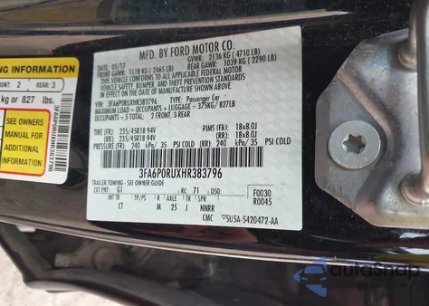 2017 Ford Fusion Hybrid Titanium z USA, uszkodzony, nr VIN 3FA6P0RUXHR383796